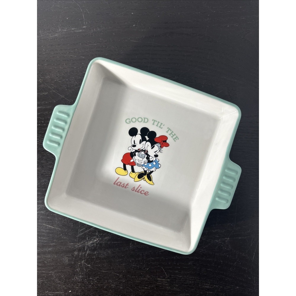DISNEY EATS Mickey & Minnie Mouse Ceramic Baking Dish "Good Till the Last Slice"